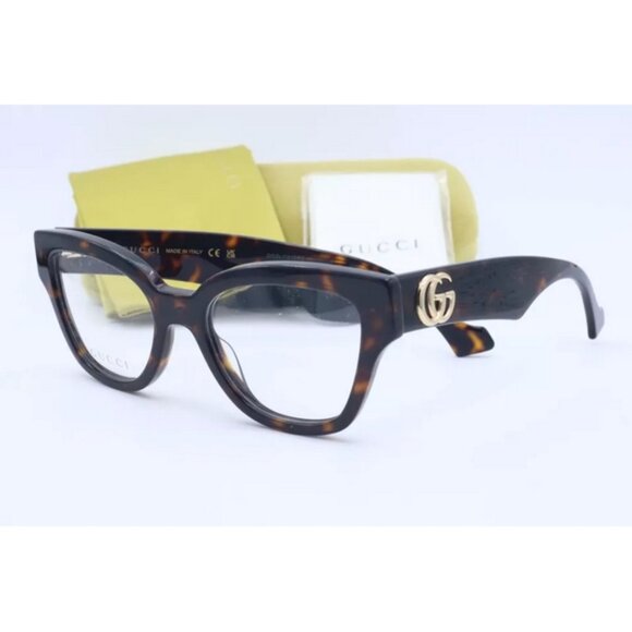New Authentic Gucci GG1424O 002 XS Tortoise Cat Eye Eyeglasses Clear Lenses 50mm - Picture 2 of 6